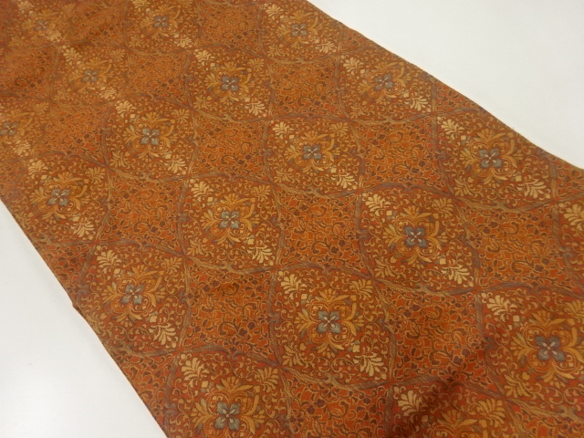 変わり格子に華紋模様織出し名古屋帯